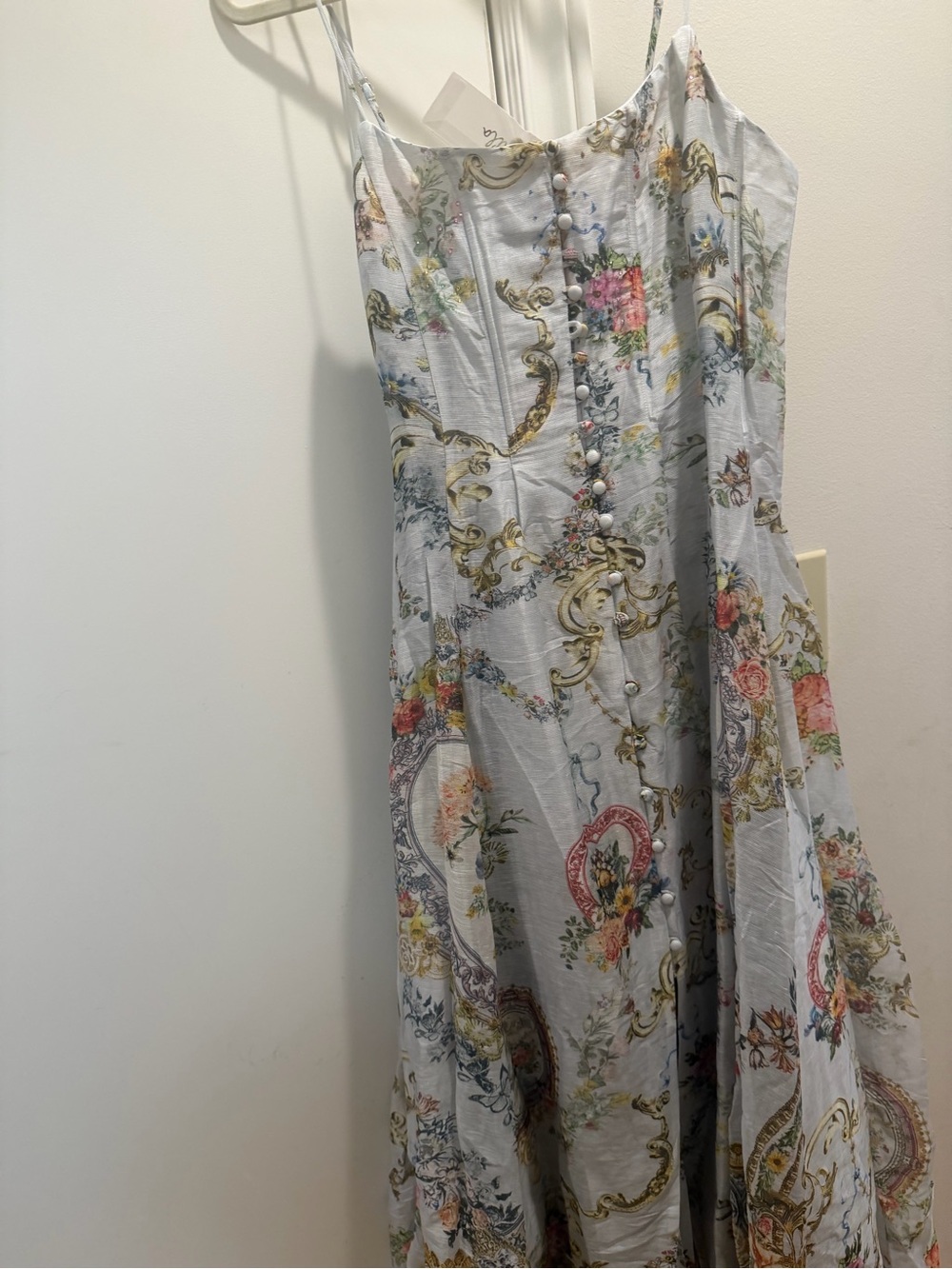 Camilla White Floral-Print Midi Dress with Spaghetti Straps - Picture 11 of 15